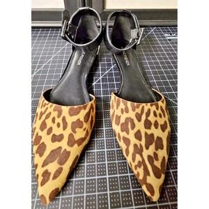 Marc Fisher ankle strap closed toe‎ sandals women animal print faux suede 6M